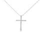 14K White gold cross necklace set with round brilliant diamonds. Item J38759 - ABC Jewelry Co