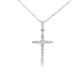14K White gold cross necklace set with round brilliant diamonds. Item J38764 - ABC Jewelry Co. 