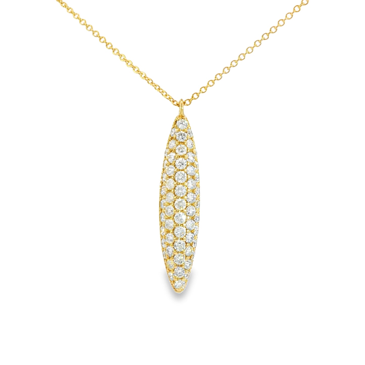 14K Yellow gold pavé diamond bar necklace. Item J38765 - ABC Jewelry Co