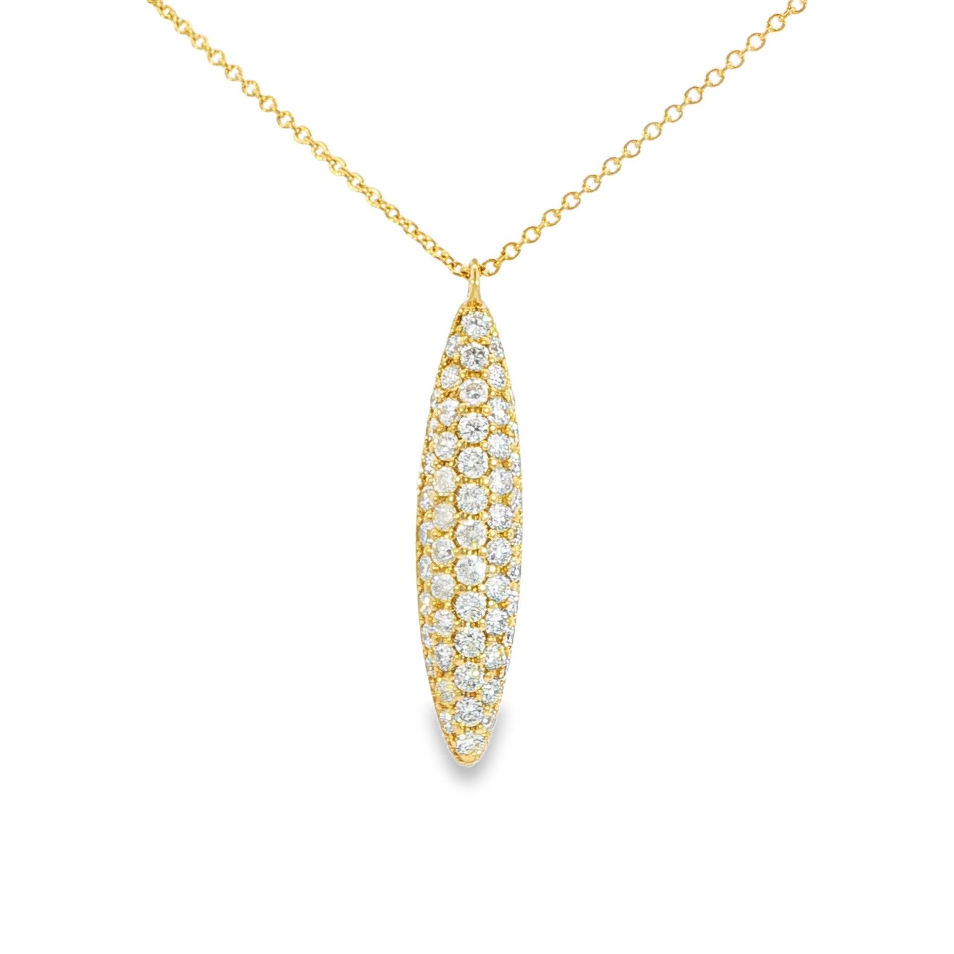 14K Yellow gold pavé diamond bar necklace. Item J38765 - ABC Jewelry Co