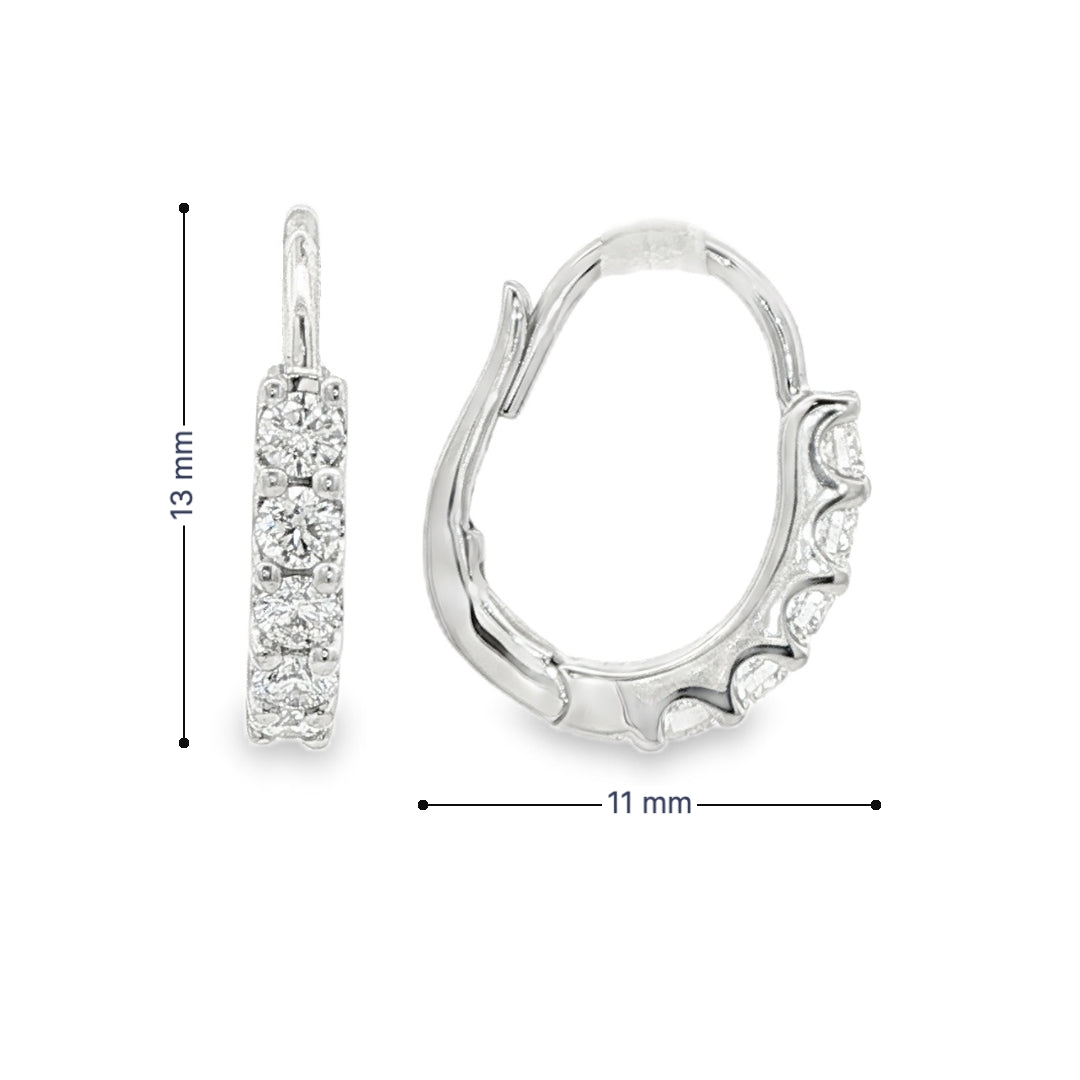 14K White gold diamond set oval hoop earrings. Item J38768 - ABC Jewelry Co.