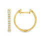14K Yellow gold hoop earrings set with round brilliant diamonds. Item J38770 - ABC Jewelry Co. 