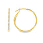 14K Yellow gold hoop earrings set with round brilliant diamonds. Item J38771 - ABC Jewelry Co