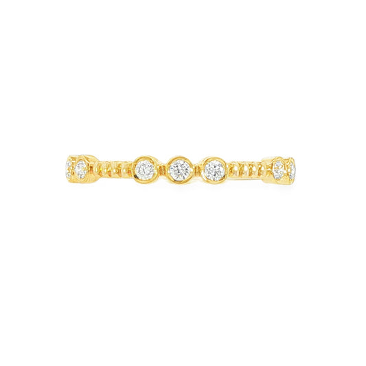 14K Yellow gold beaded band with bezel set diamonds. Item J38780 - ABC Jewelry Co. 