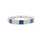 18K White gold band with square cut sapphires and row of round brilliant diamonds. Item J38783 - ABC Jewelry Co. 