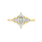 14K Yellow gold ring set with a marquise diamond flanked by baguette and round brilliant diamonds. Item J38803 - ABC Jewelry Co.