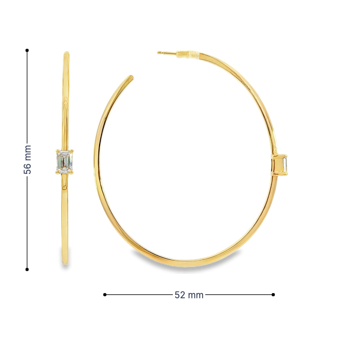 14K Yellow Gold - Hoop Earrings Set With LAB GROWN Diamonds - J38829