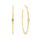 14K Yellow gold hoop earrings, each set with 1 emerald cut LAB GROWN diamond. Item J38829 - ABC Jewelry Co. 