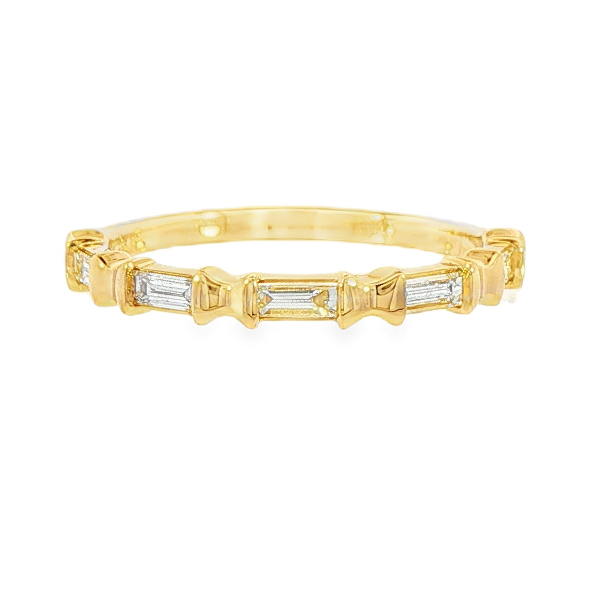 14K Yellow gold baguette diamond band. Item J38832 - ABC Jewelry Co.