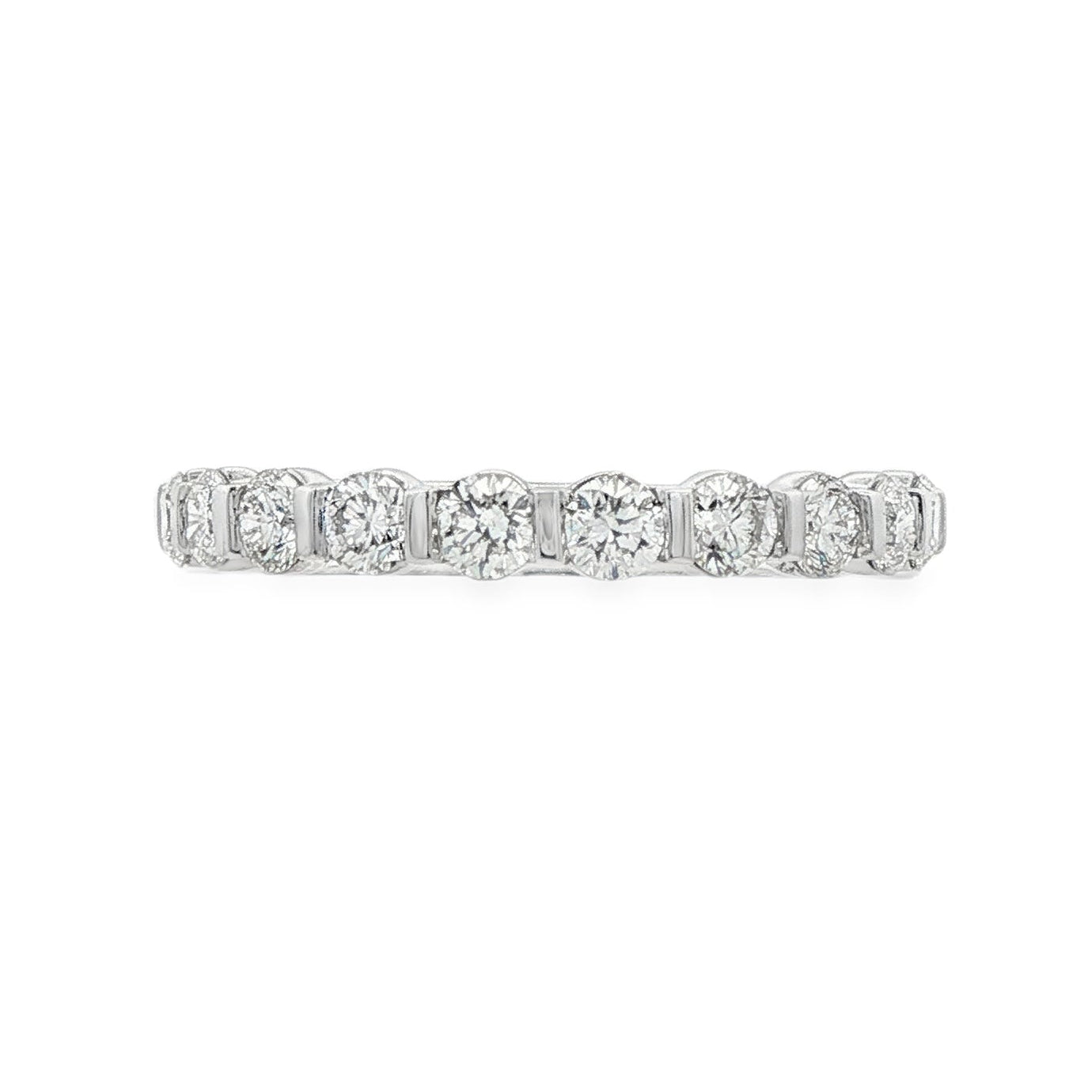 18K White gold band set with 10 round brilliant diamonds. Item J38836 - ABC Jewelry Co.