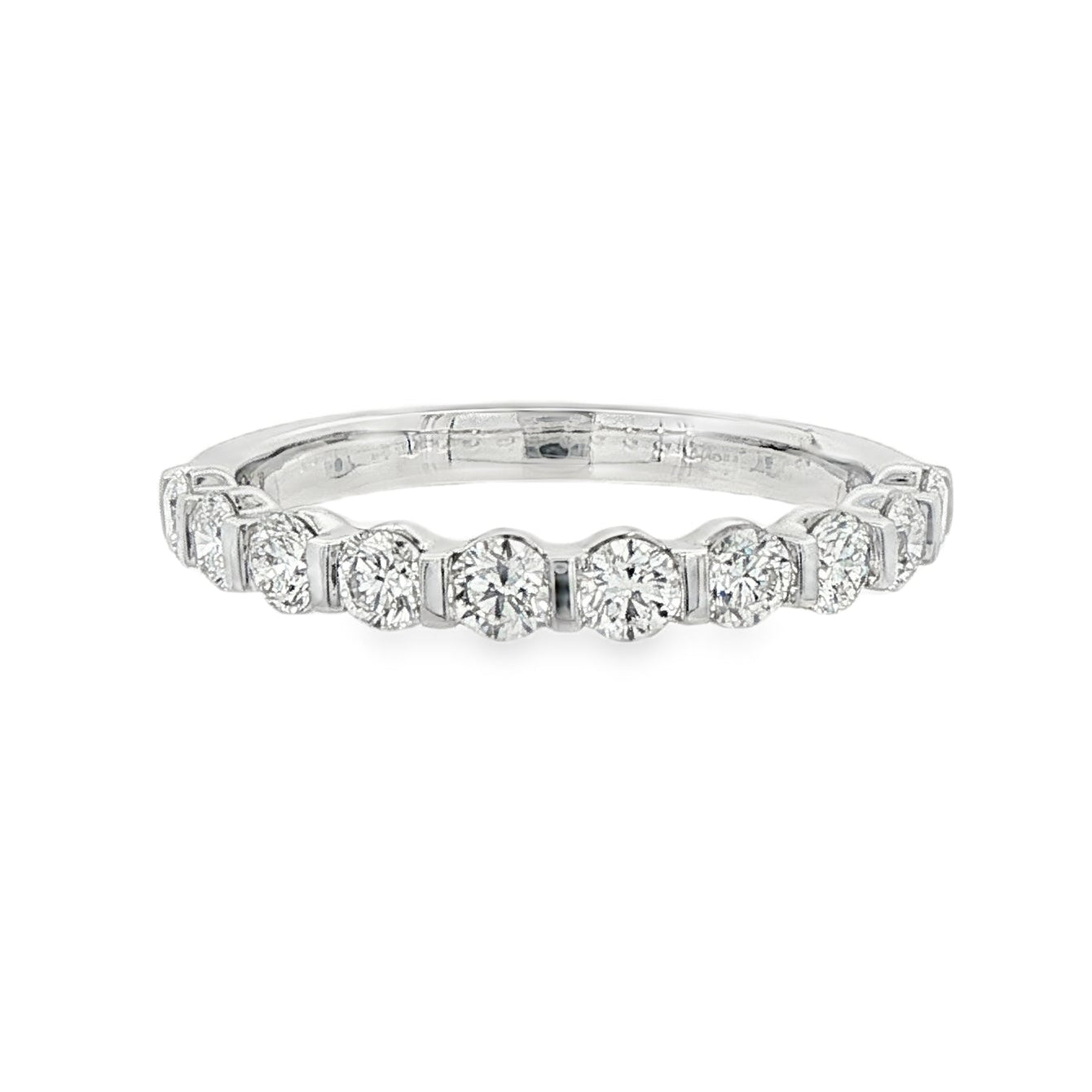18K White gold band set with 10 round brilliant diamonds. Item J38836 - ABC Jewelry Co.