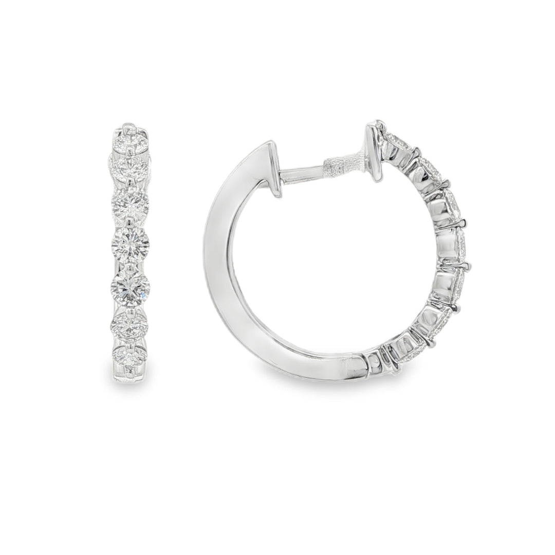 14K White gold diamond set hoop earrings. Item J38846 - ABC Jewelry Co. 