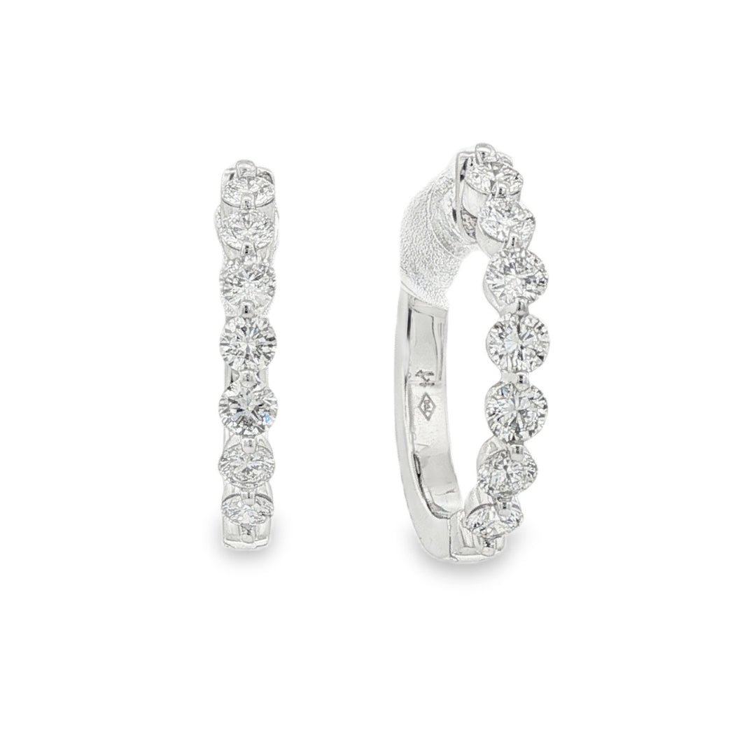 14K White gold diamond set hoop earrings. Item J38846 - ABC Jewelry Co. 