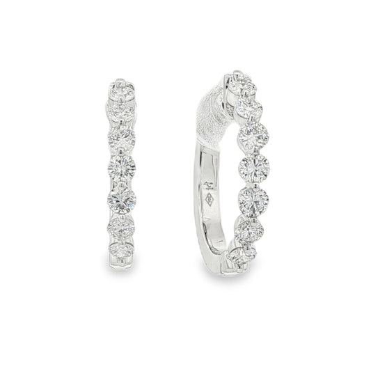 14K White gold diamond set hoop earrings. Item J38846 - ABC Jewelry Co. 