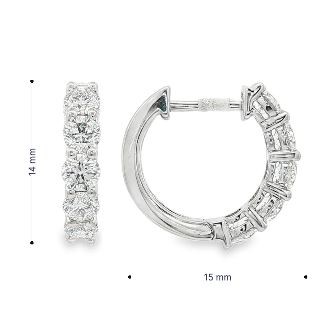 18K White Gold - Diamond Set Huggies - J38849