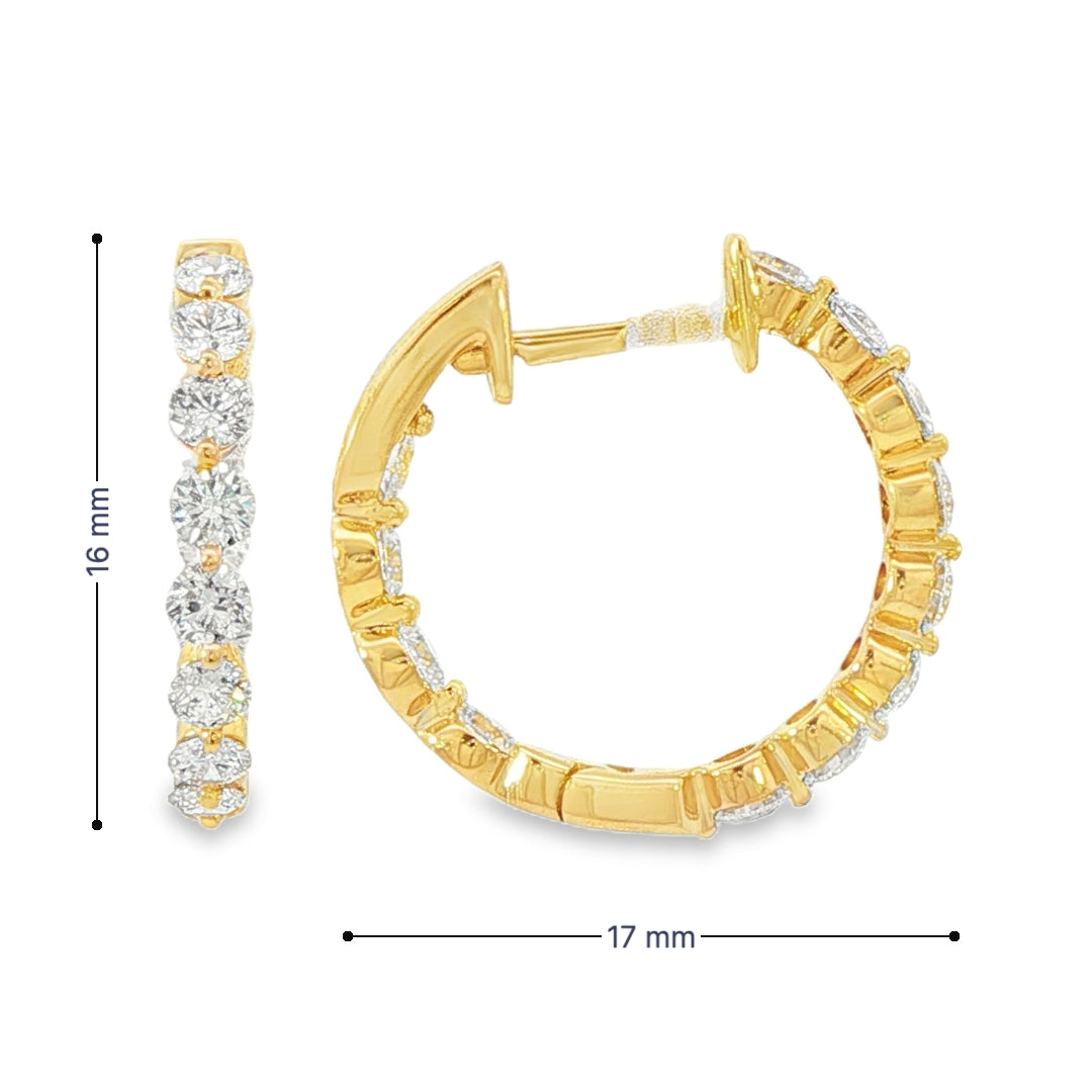 18K Yellow Gold - Diamond Set Hoop Earrings - J38919