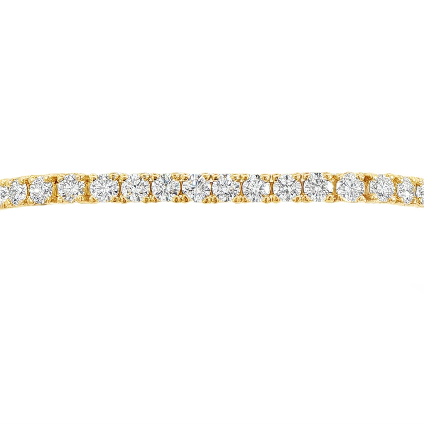 14K Yellow gold tennis bracelet set with round brilliant diamonds. Item J38987 - ABC Jewelry Co. 
