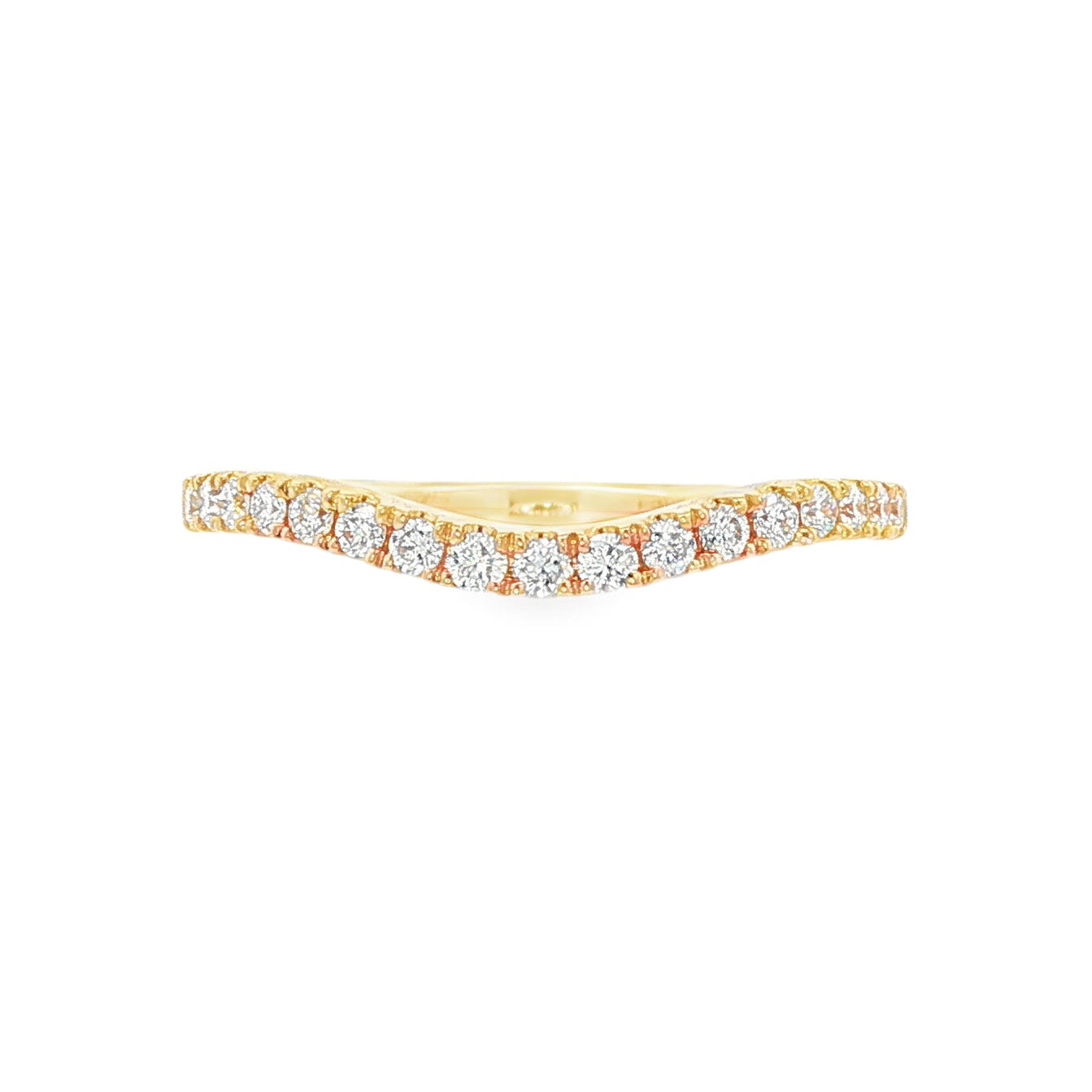 14K Yellow gold curved diamond band. Item J39002 - ABC Jewelry Co. 