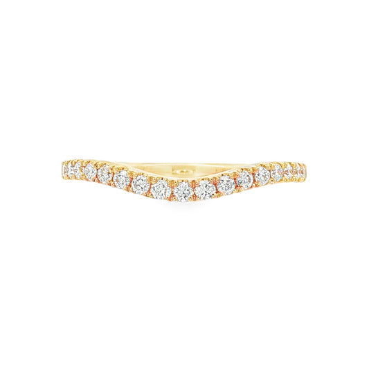 14K Yellow gold curved diamond band. Item J39002 - ABC Jewelry Co. 