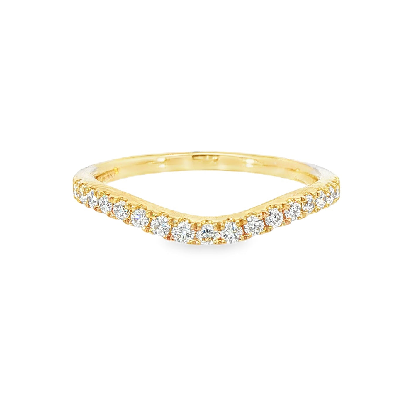 14K Yellow gold curved diamond band. Item J39002 - ABC Jewelry Co. 