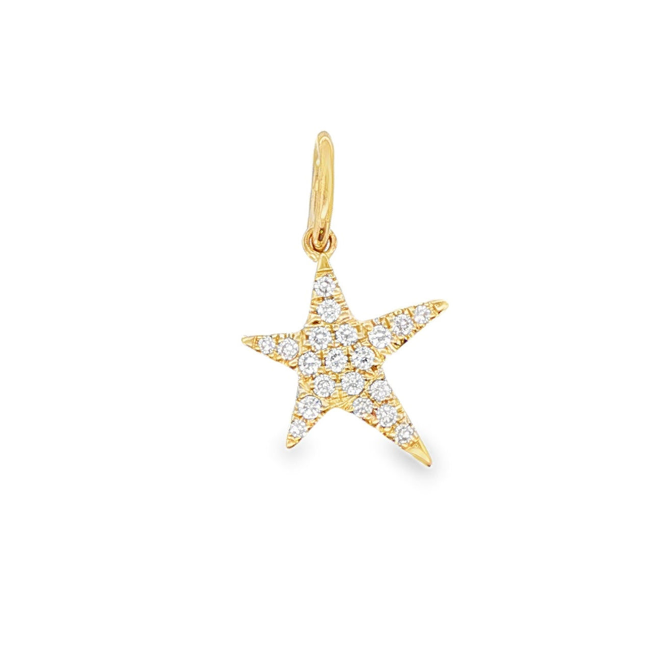 14K Yellow gold star pendant set with round brilliant diamonds. Item J39009 - ABC Jewelry Co. 