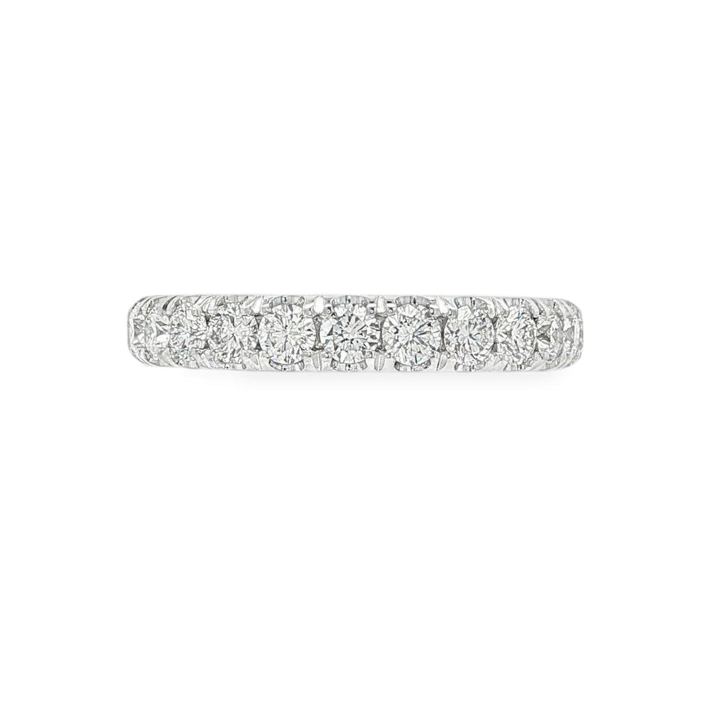 14K White gold band set with round brilliant diamonds. Item J39099 - ABC Jewelry Co.
