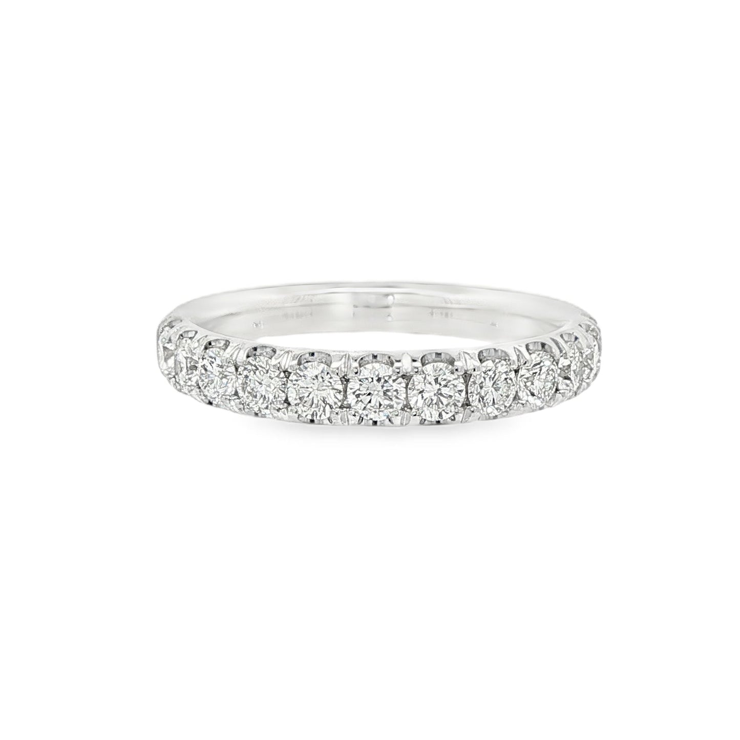 14K White gold band set with round brilliant diamonds. Item J39099 - ABC Jewelry Co.