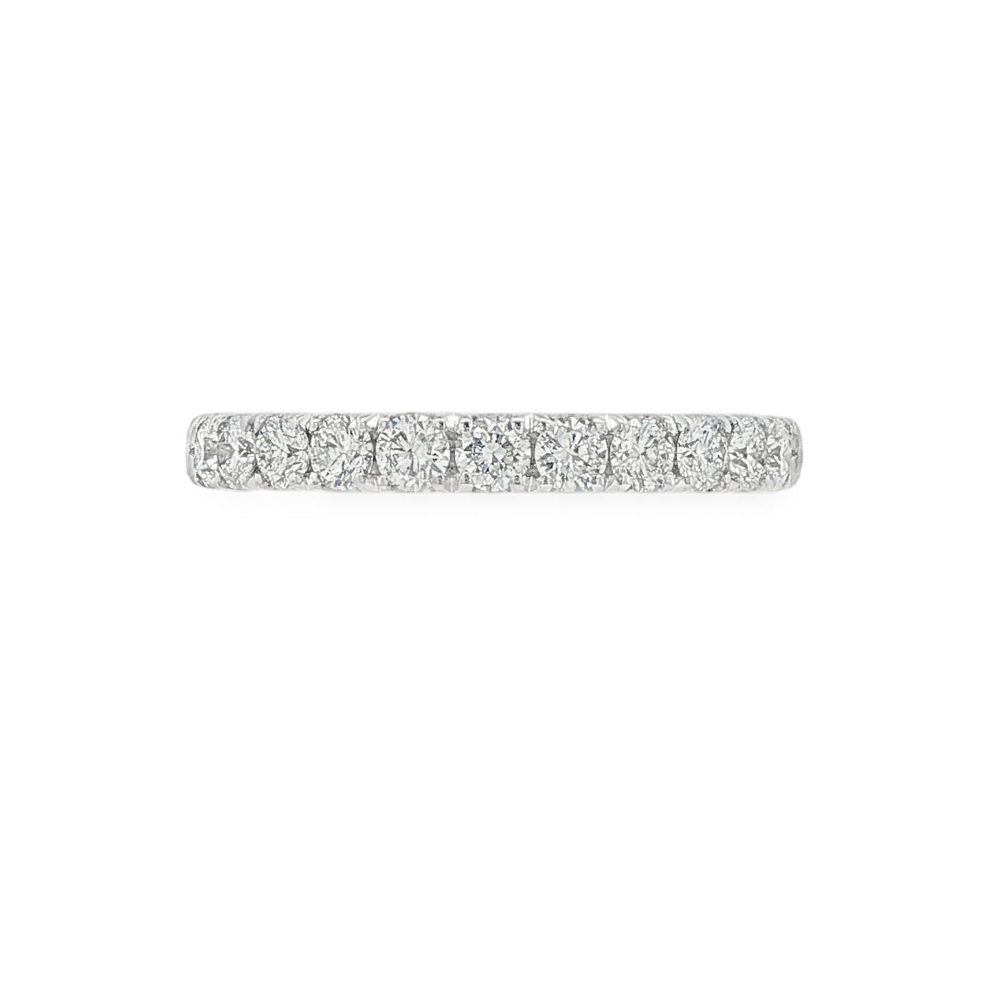 14K White gold band set with round brilliant diamonds. Item J39111 - ABC Jewelry Co. 