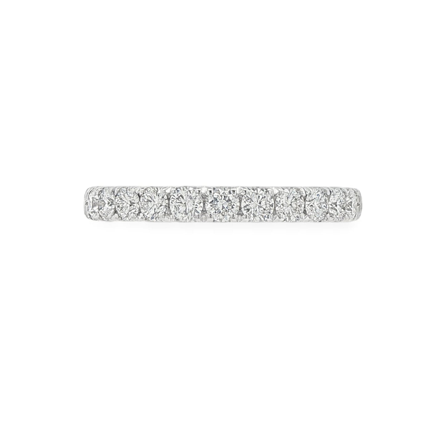 14K White gold band set with round brilliant diamonds. Item J39111 - ABC Jewelry Co. 