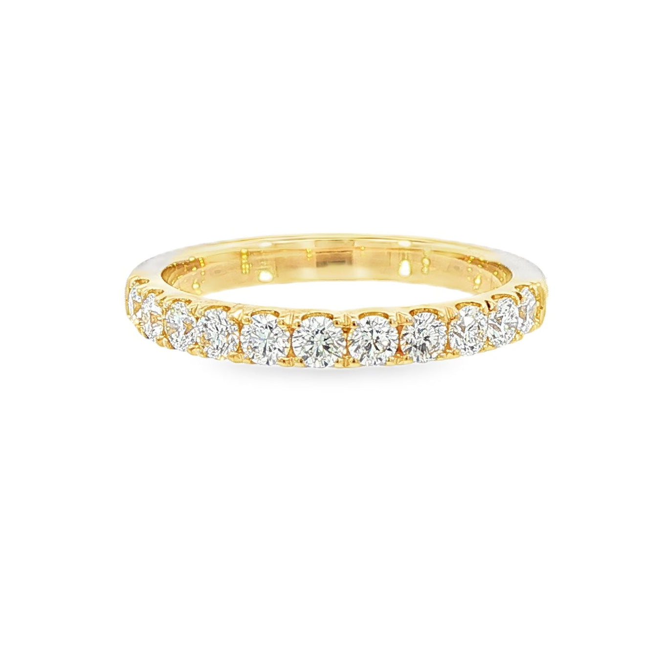 14K Yellow gold band set with round brilliant diamonds. Item J39113 - ABC Jewelry Co.
