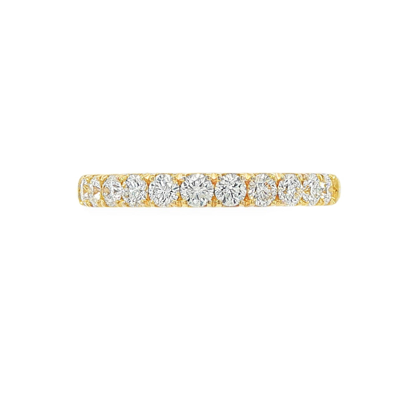 14K Yellow gold band set with round brilliant diamonds. Item J39113 - ABC Jewelry Co.