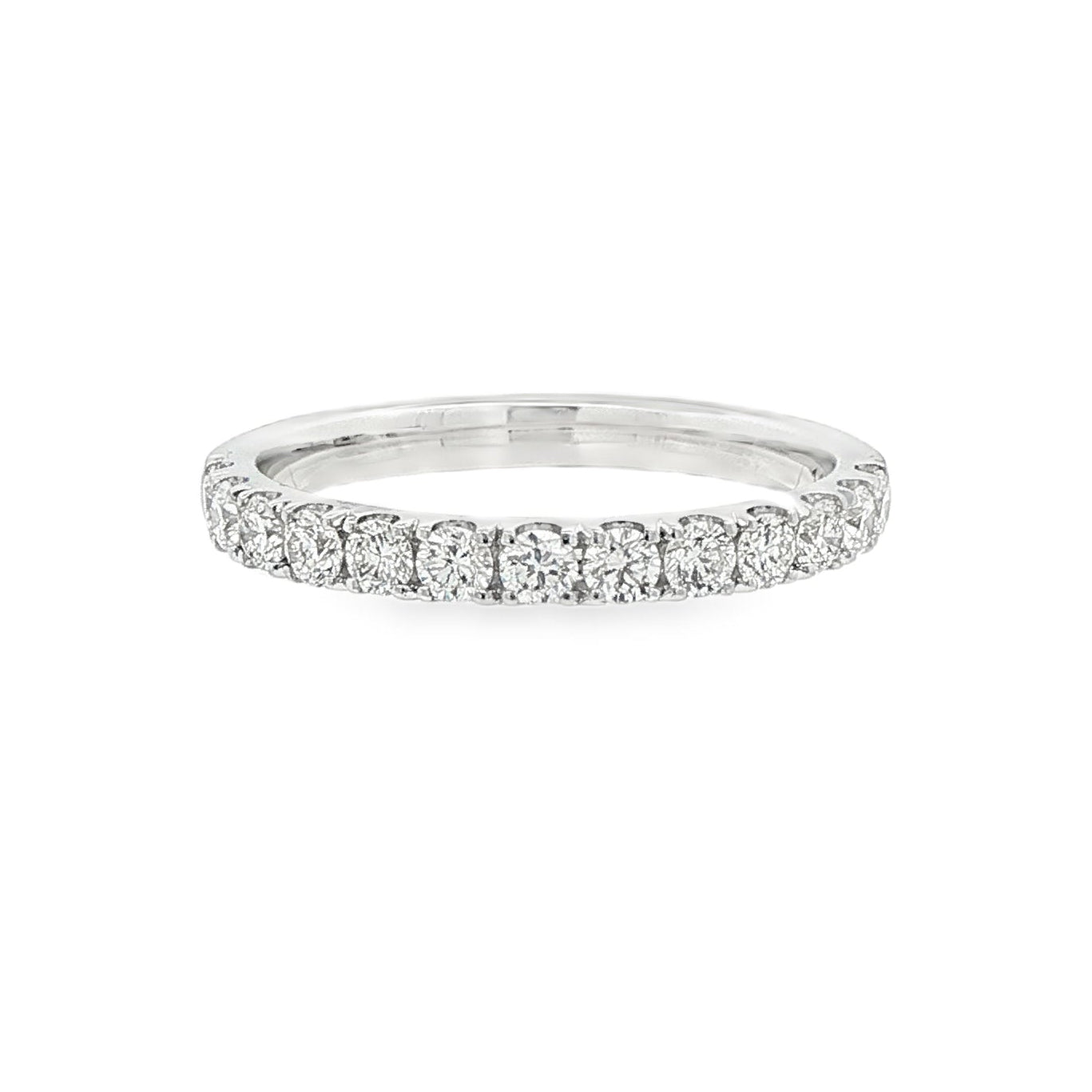 14K White gold band set with round brilliant diamonds. Item J39115 - ABC Jewelry Co.