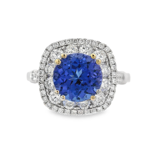 18K White Gold - Tanzanite & Diamond Ring - J31375
