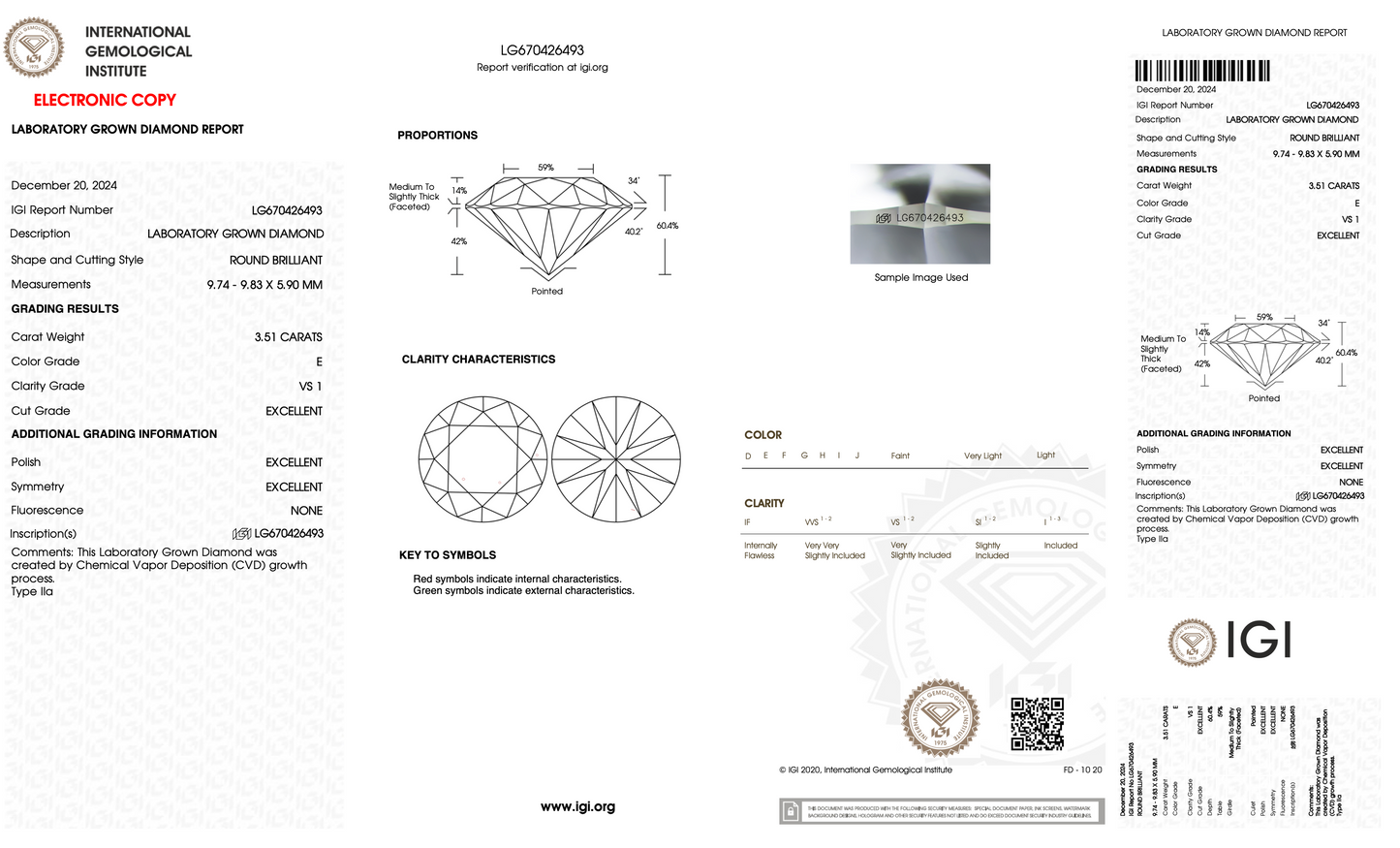 Lab Grown Diamond - Round - 3.51 Carat Weight