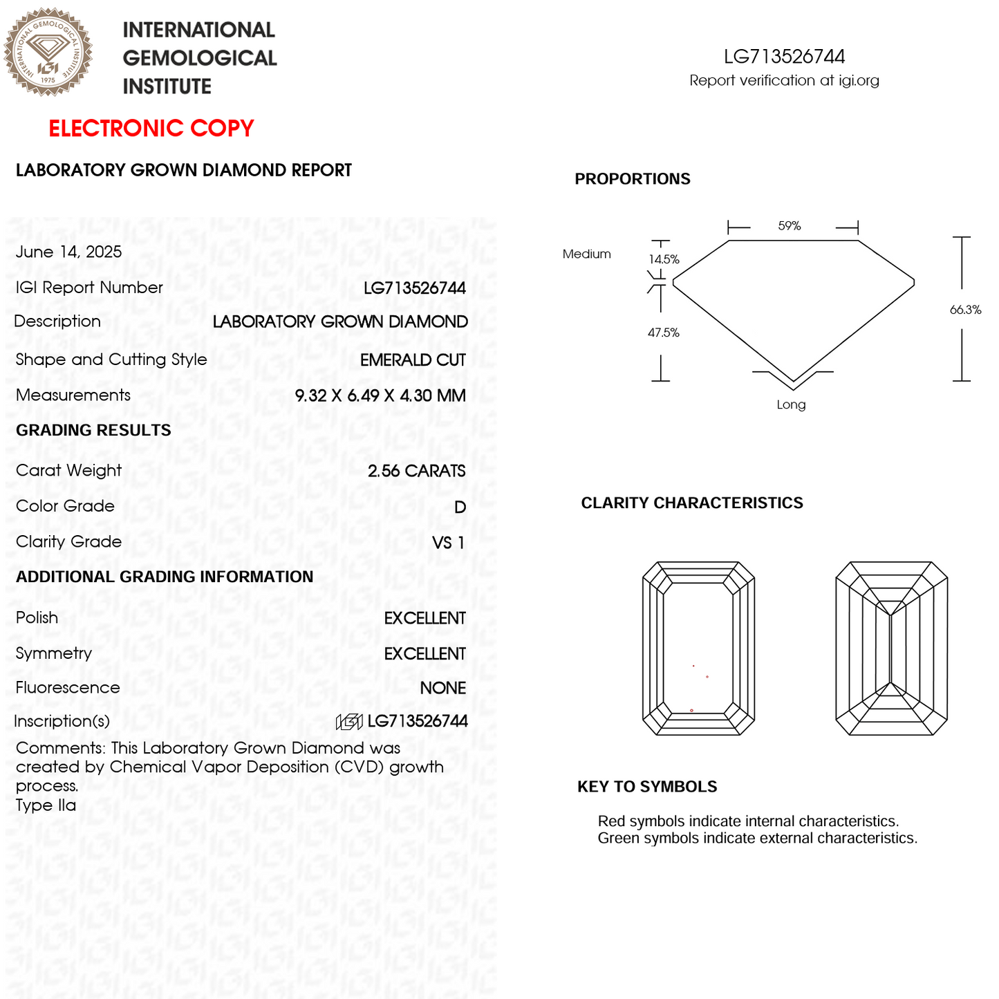 Lab Grown Diamond - Emerald Cut - 2.56 Carat Weight