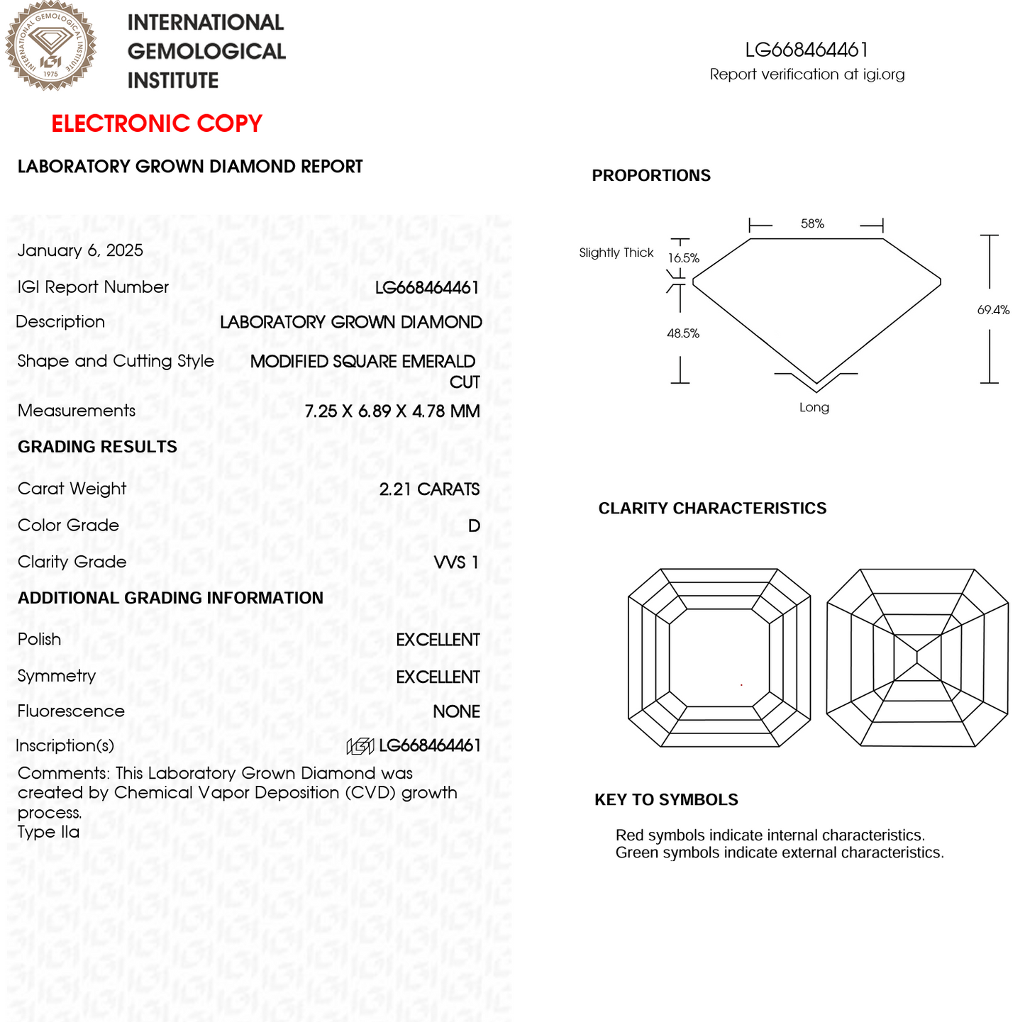 Lab Grown Diamond - Asscher - 2.21 Carat Weight