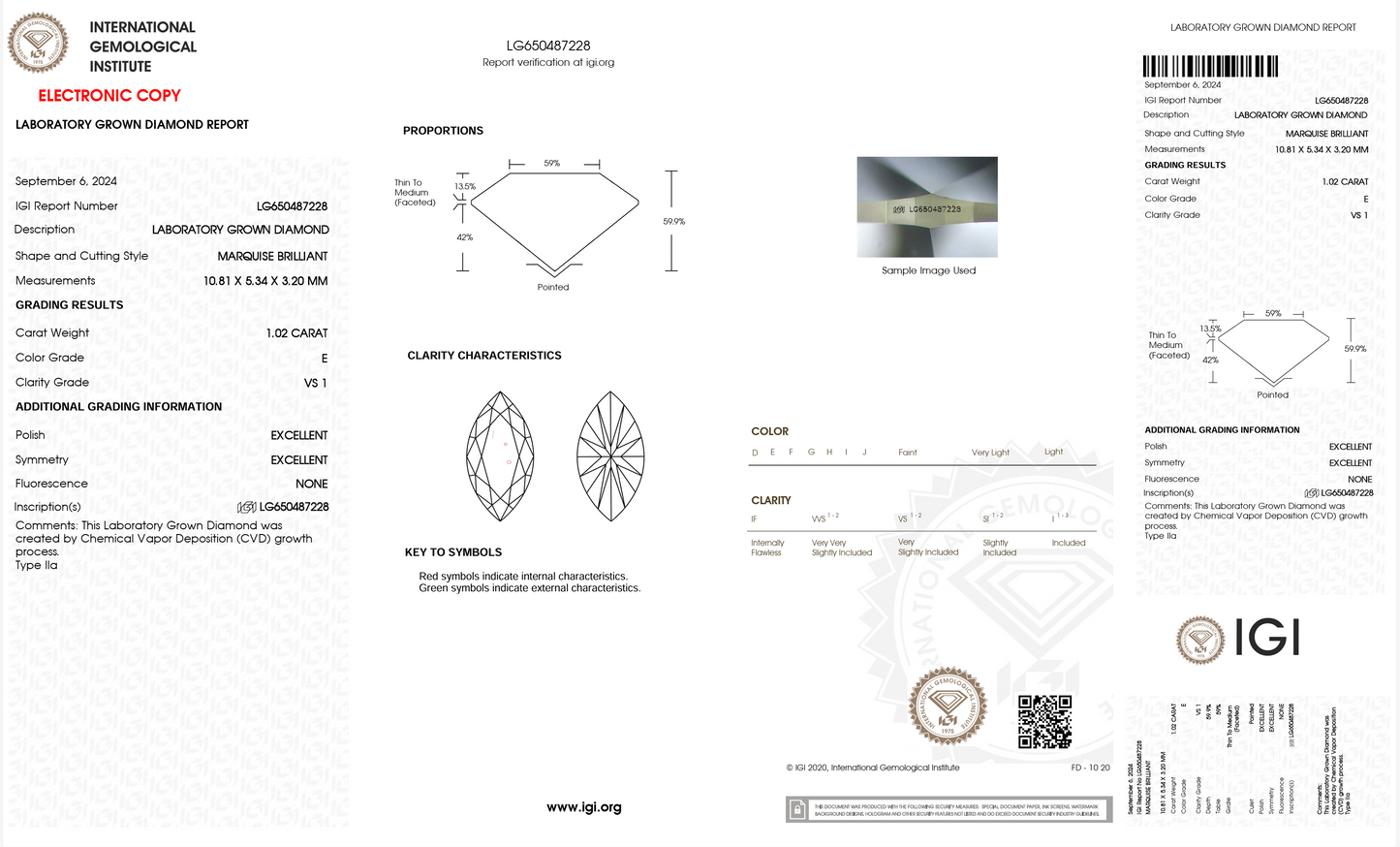 Lab Grown Diamond - Marquise - 1.02 Carat Weight