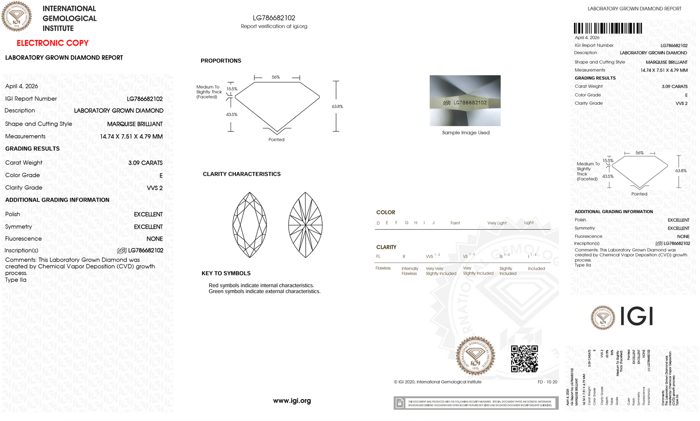 Lab Grown Diamond - Marquise - 3.09 Carat Weight