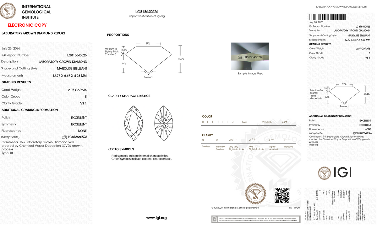 Lab Grown Diamond - Marquise - 2.07 Carat Weight