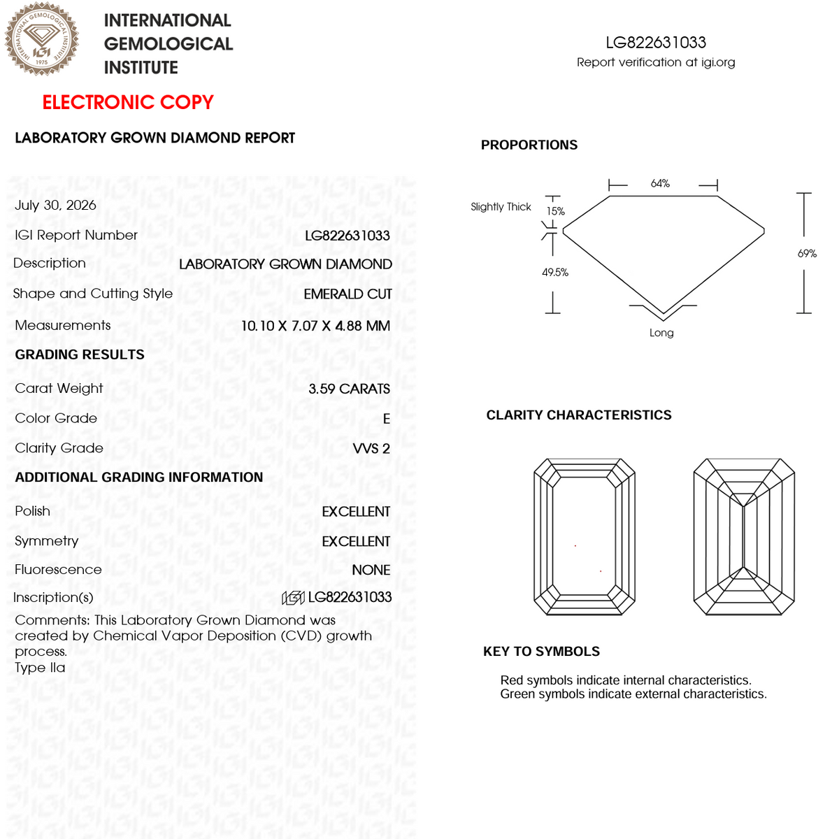 Lab Grown Diamond - Emerald Cut - 3.59 Carat Weight