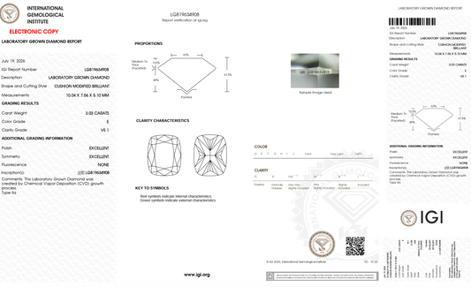Lab Grown Diamond - Cushion Modified - 3.03 Carat Weight