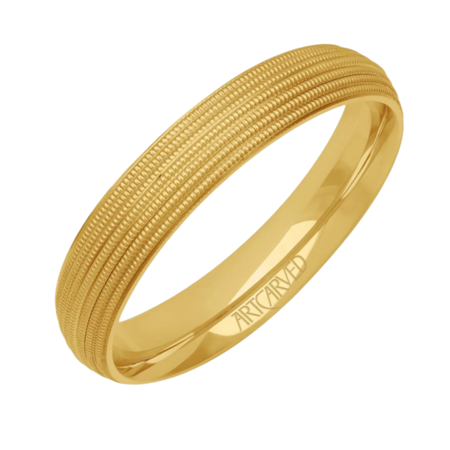 14K Yellow Gold - Cut Geometric Center Band - J36684