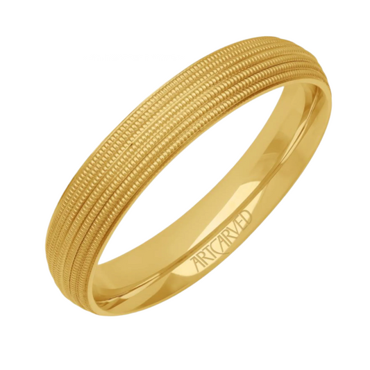 14K Yellow Gold - Cut Geometric Center Band - J36684
