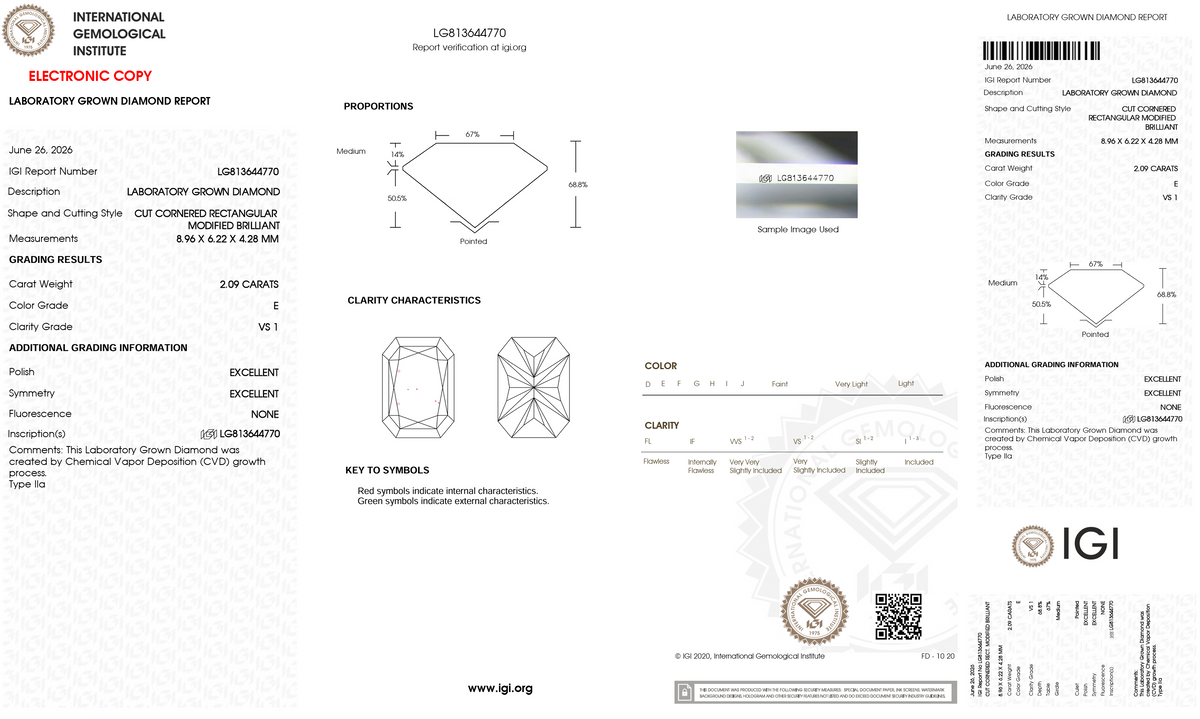 Lab Grown Diamond - Radiant - 2.09 Carat Weight