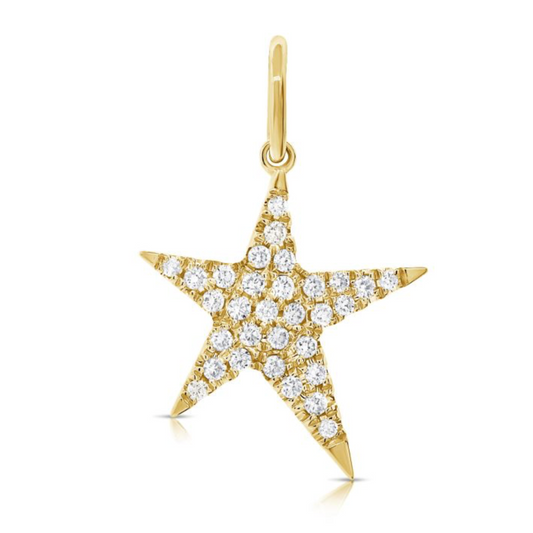 Yellow gold star pendant set with small round diamonds 