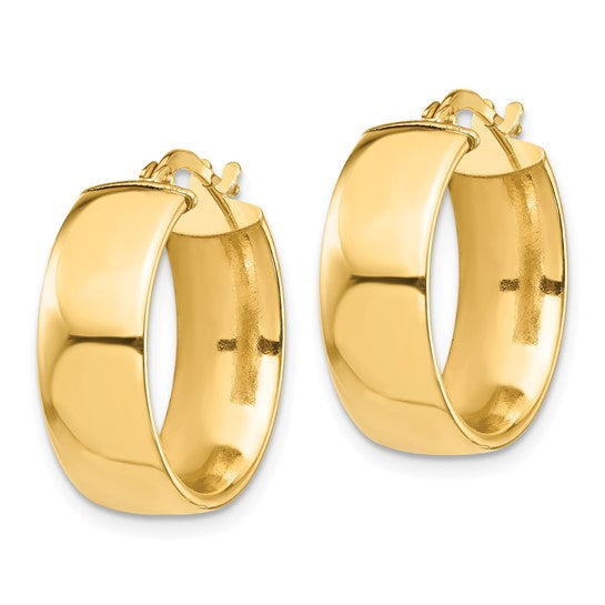 14K Yellow Gold High Polished Hoop Earrings - J37894