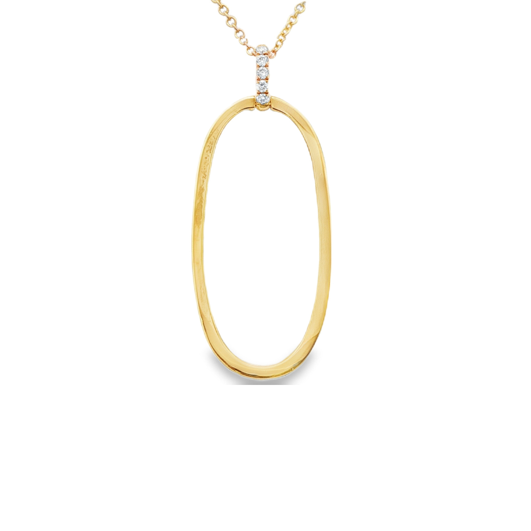 14K Yellow gold necklace and oval pendant with diamond set bail. Item J35007 - ABC Jewelry Co