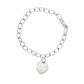 14K White gold link bracelet with heart shape charm. Item 9632 - ABC Jewelry Co.