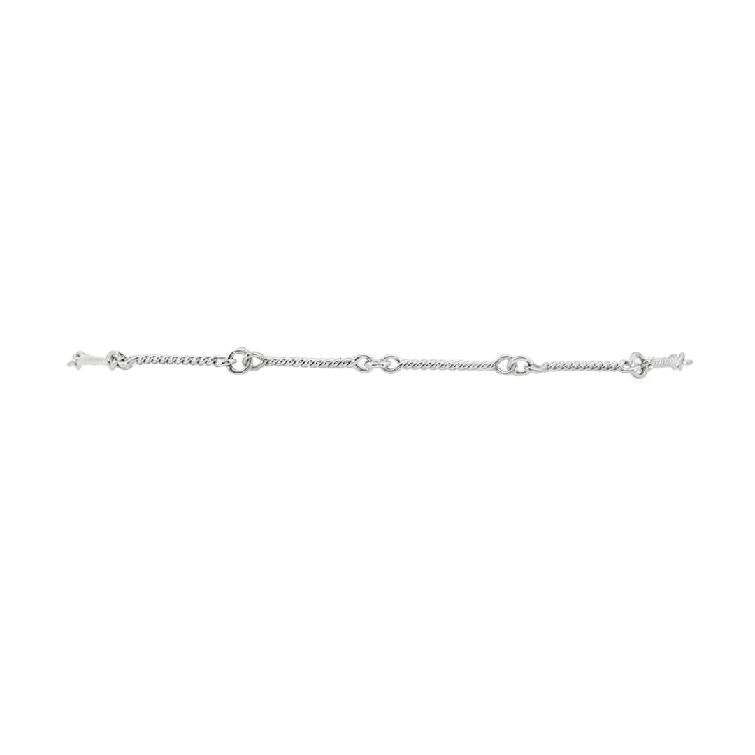 14K White gold hand made extended twist link bracelet. Item J34639 - ABC Jewelry Co