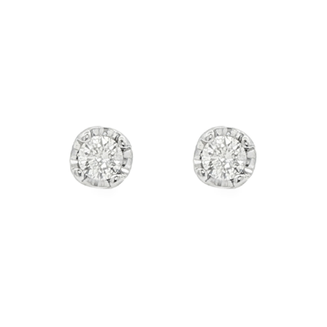 18K White gold stud earrings set with round brilliant diamonds. Item J37480 - ABC Jewelry Co.